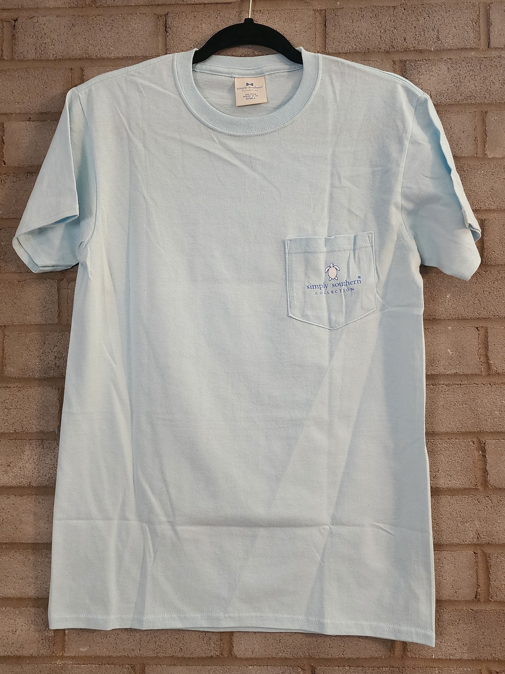 Nwot Simply Southern Light Blue Pocket Tee " Simply Blessed"